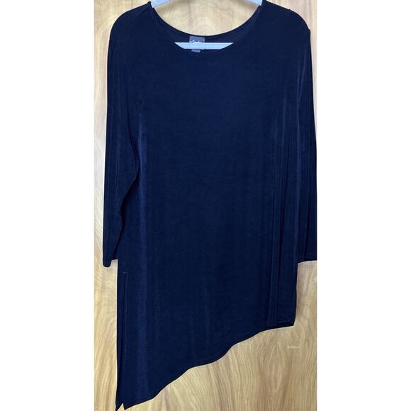 Chicos Tops - Chico’s Travelers Sz 3(XL-16) Longer Black Asymmetrical Side Slit 3/4 Slv Tunic